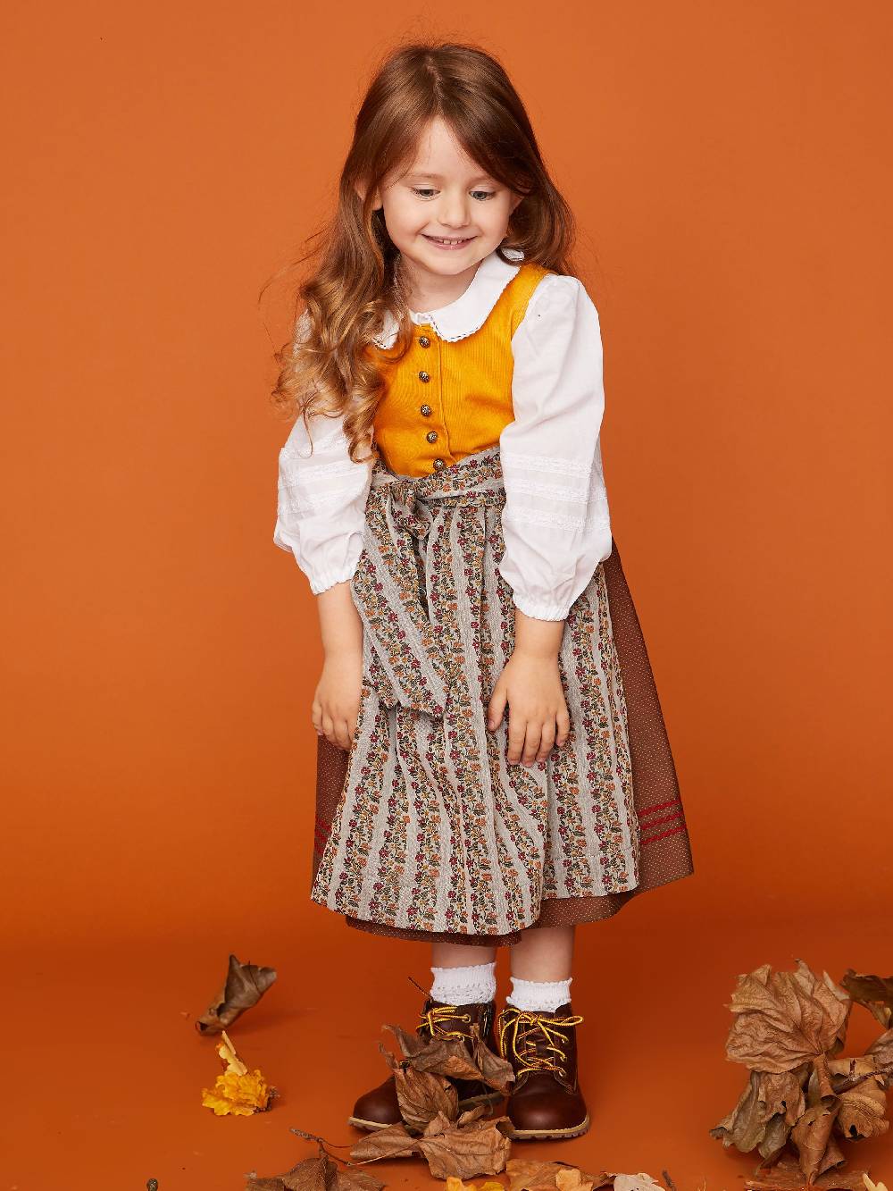 Limberry Senf-farbenes Kinderdirndl mit Schürze - SISSI SENF