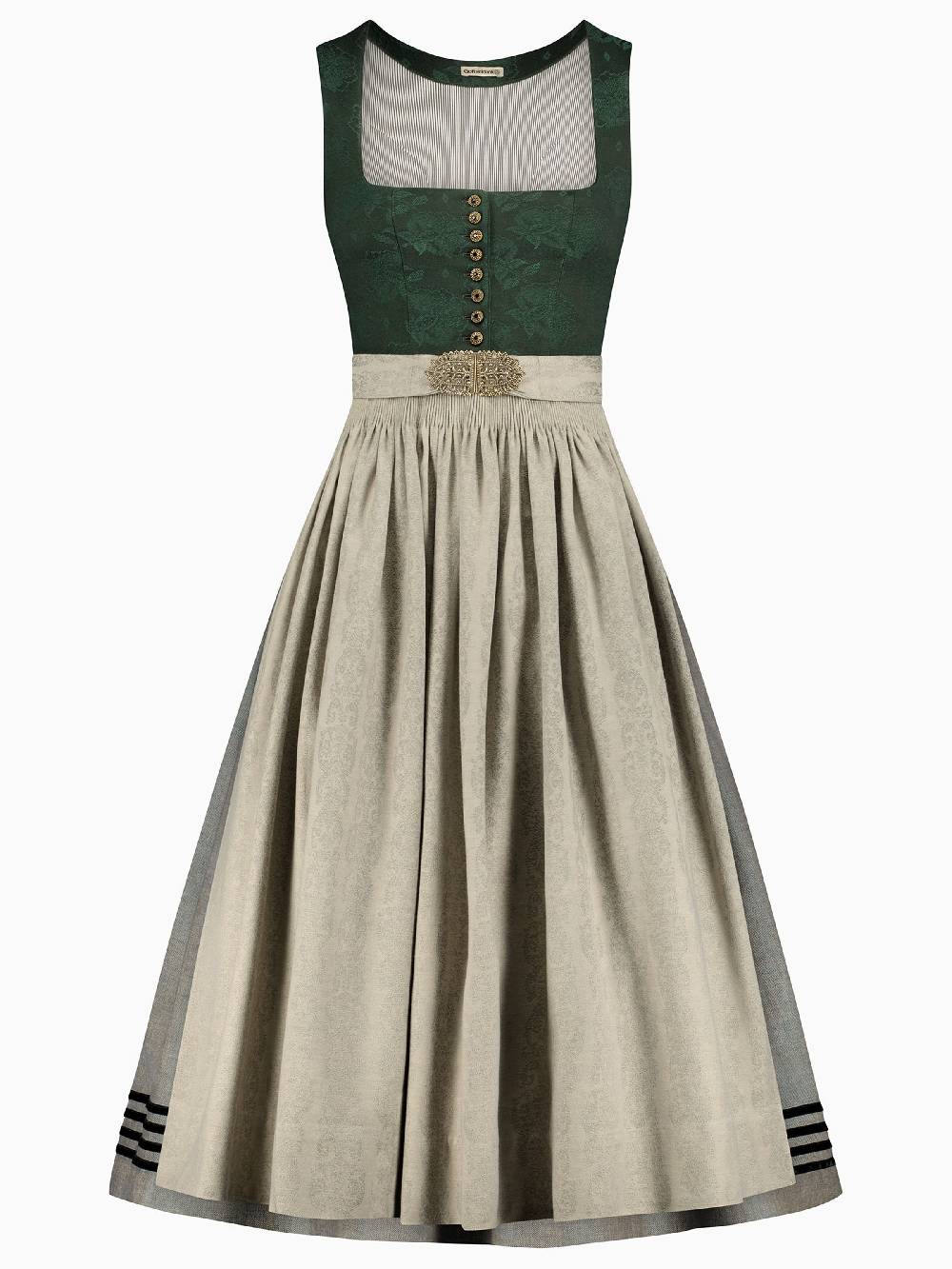 Limberry Tannengrünes Dirndl Mit Blumen-Muster - MONIKA TANNE