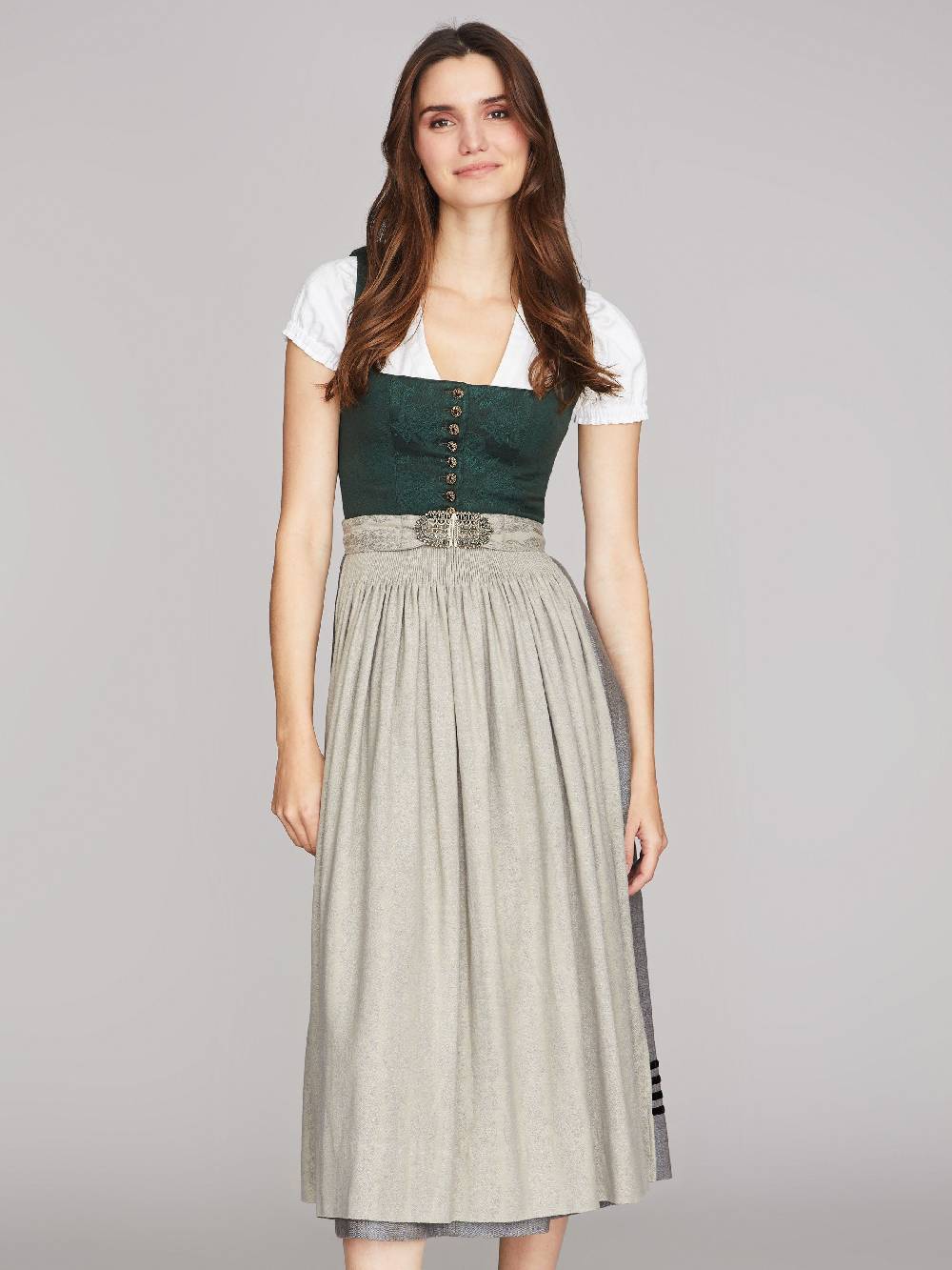 Limberry Tannengrünes Dirndl mit Blumen-Muster - MONIKA TANNE