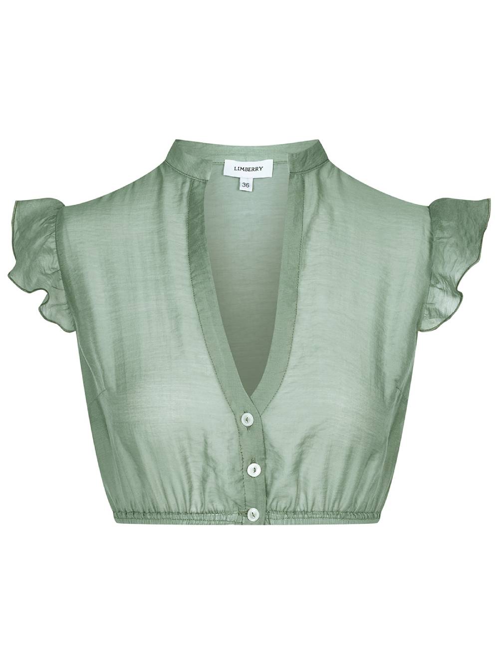 Limberry Transparente grüne Dirndlbluse mit V-Ausschnitt - VALERIA TRANSPARENZ