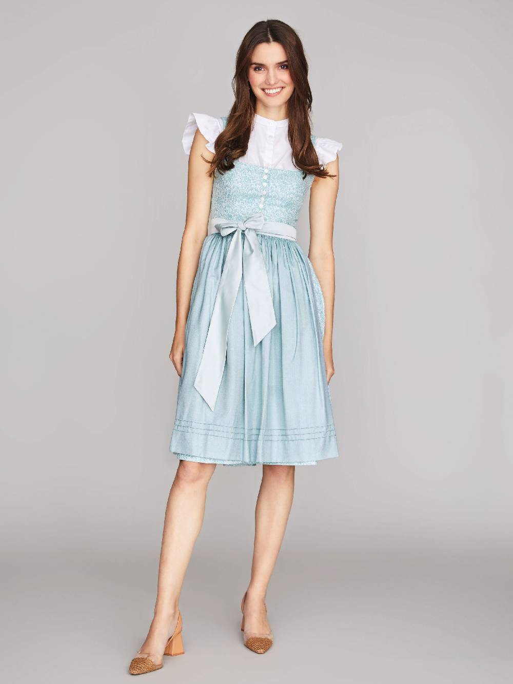 Limberry Türkis-farbenes Dirndl Mit Blumenmuster - FIONA TÜRKIS