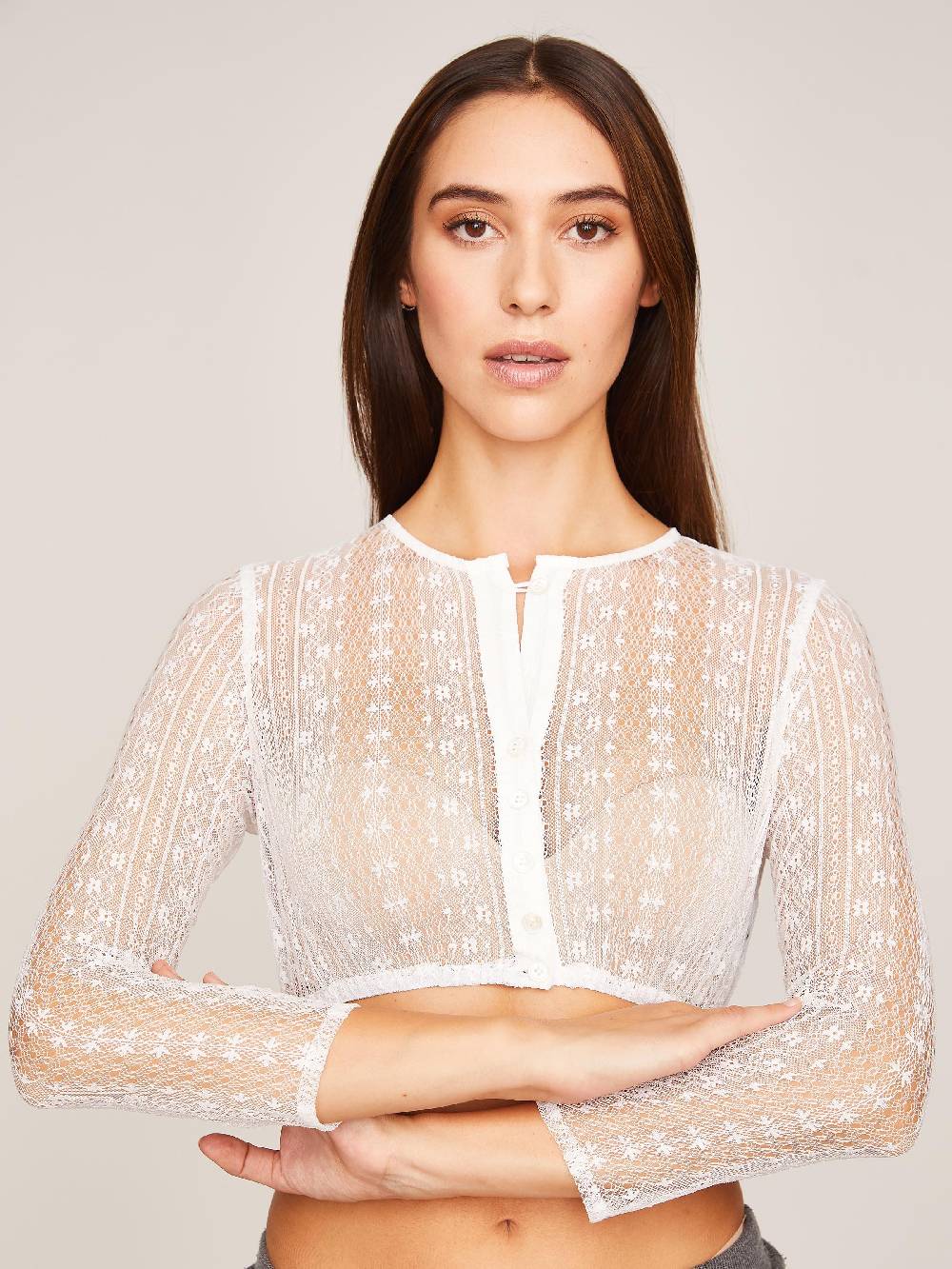 Limberry Weiße Dirndlbluse mit floralem Muster - KLARA