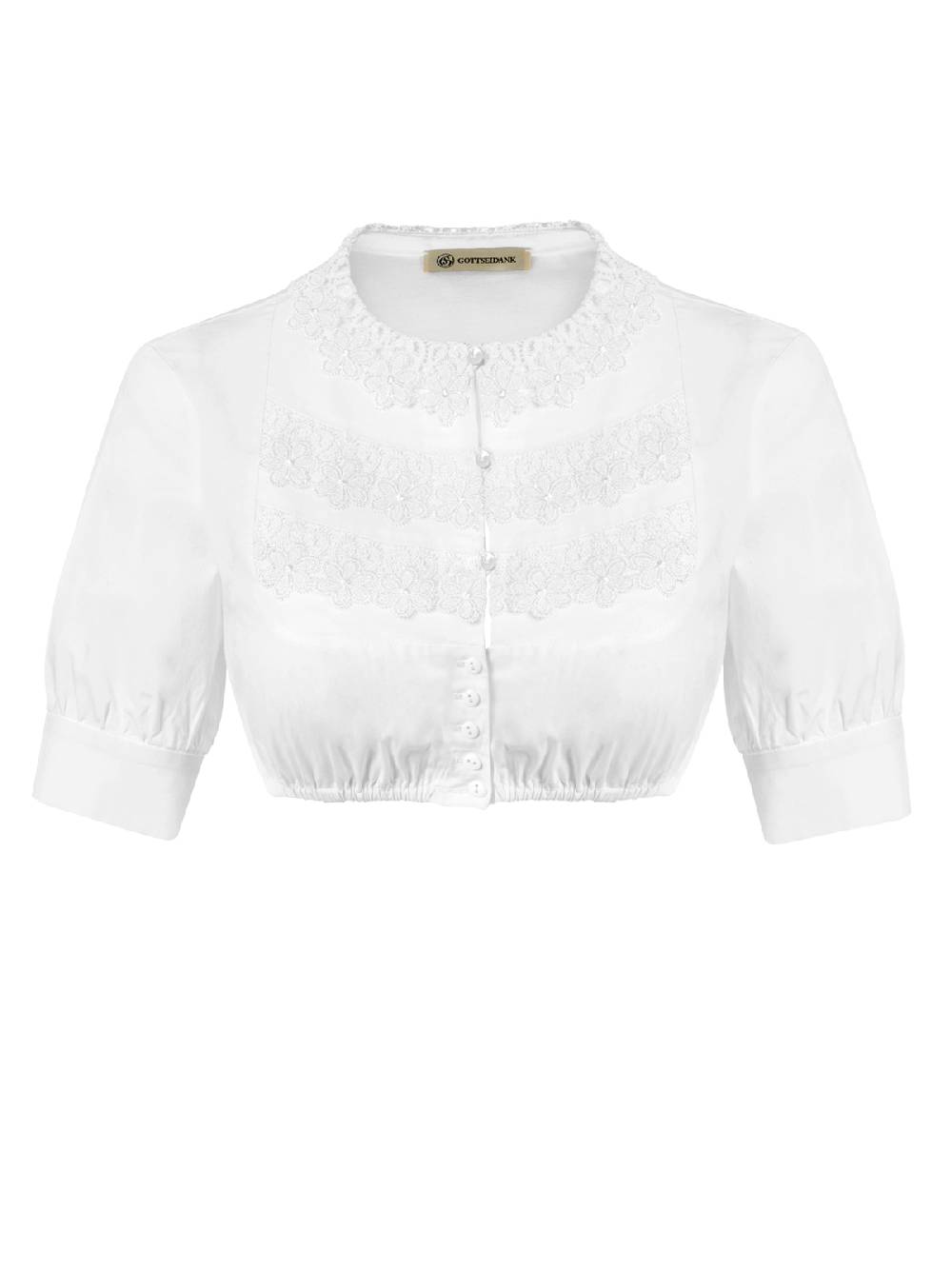 Limberry Weiße Dirndlbluse Mit Floraler Spitzenapplikation - ALVA