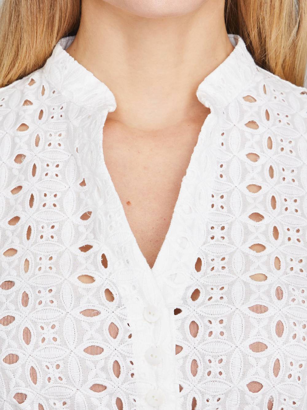 Limberry Weiße Dirndlbluse Mit Kurzen Ärmeln - ALEXA