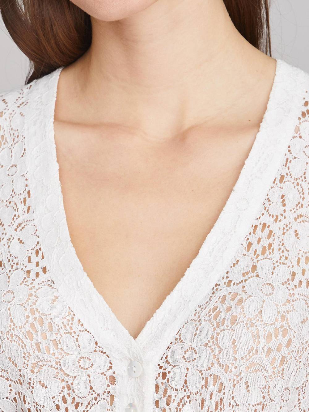 Limberry Weiße Dirndlbluse Mit V-Ausschnitt - AURORA