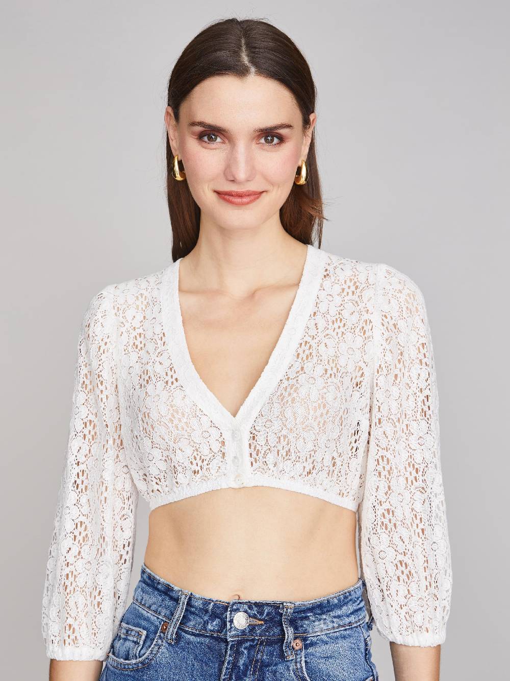 Limberry Weiße Dirndlbluse Mit V-Ausschnitt - AURORA