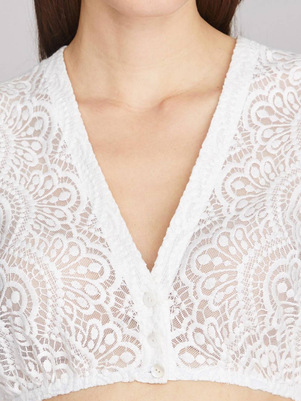 Limberry Weiße Dirndlbluse Mit V-Ausschnitt - THERESA