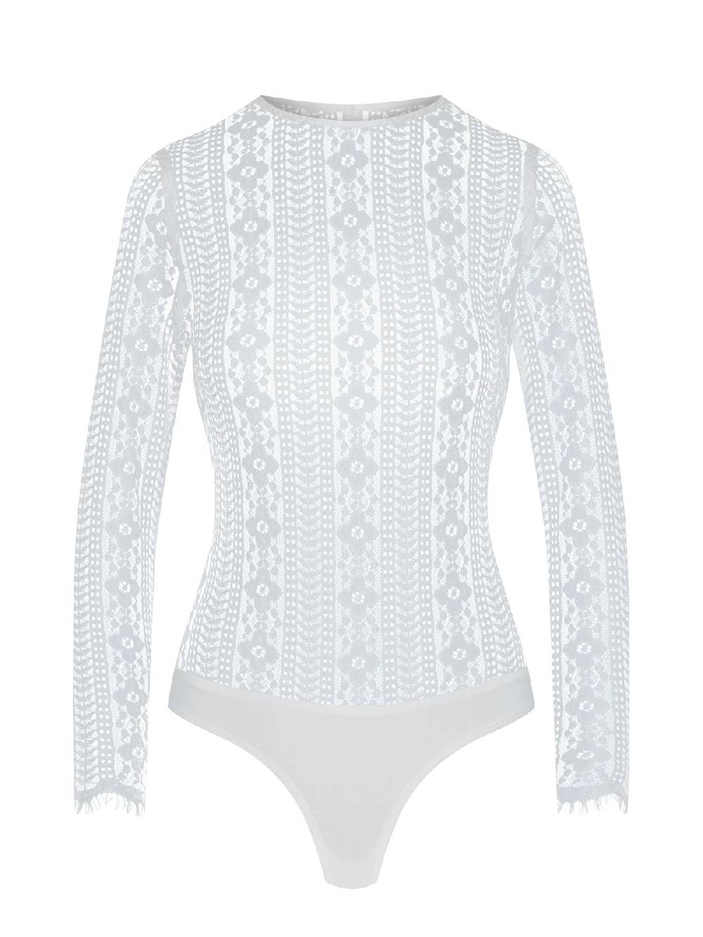 Limberry Weißer Langarm-Spitzenbody - CLEMENTINE WEISS