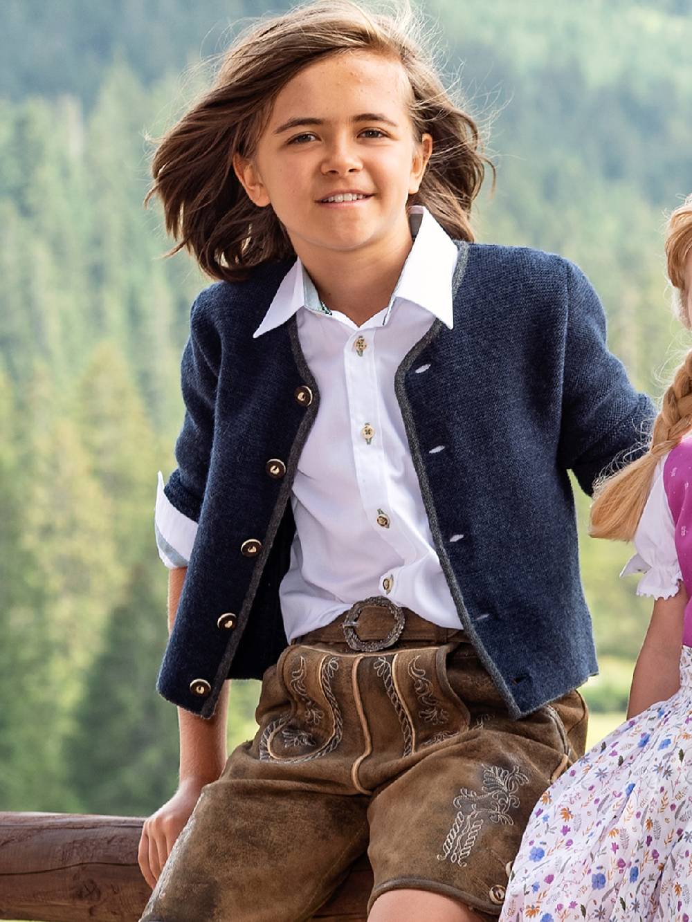 Limberry Weißes Kinder Trachtenhemd mit Hornknöpfen - HORNKNOPF WEISS