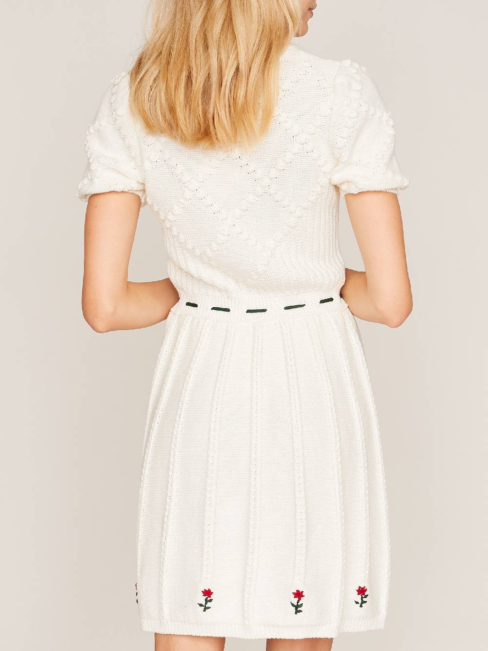 Limberry Weißes Strickkleid Mit Blumenstickerei - HEIDI