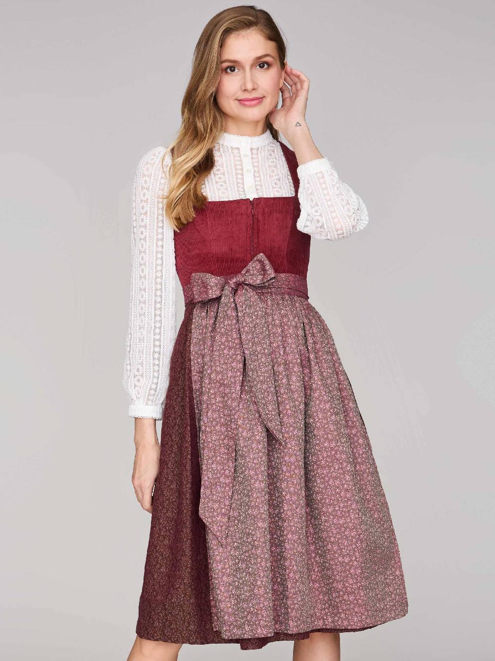 Limberry Ziegelrotes Dirndl Mit Cord-Mieder - TIA BRICK RED