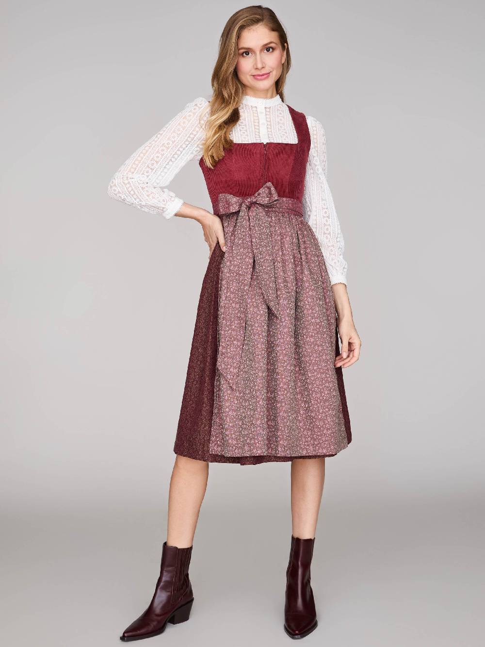 Limberry Ziegelrotes Dirndl Mit Cord-Mieder - TIA BRICK RED