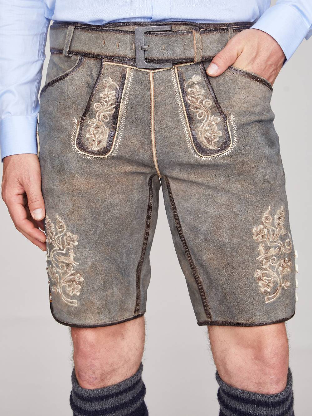 Limberry Ziegenlederhose in Mittelgrau - LX9670 MITTELGRAU