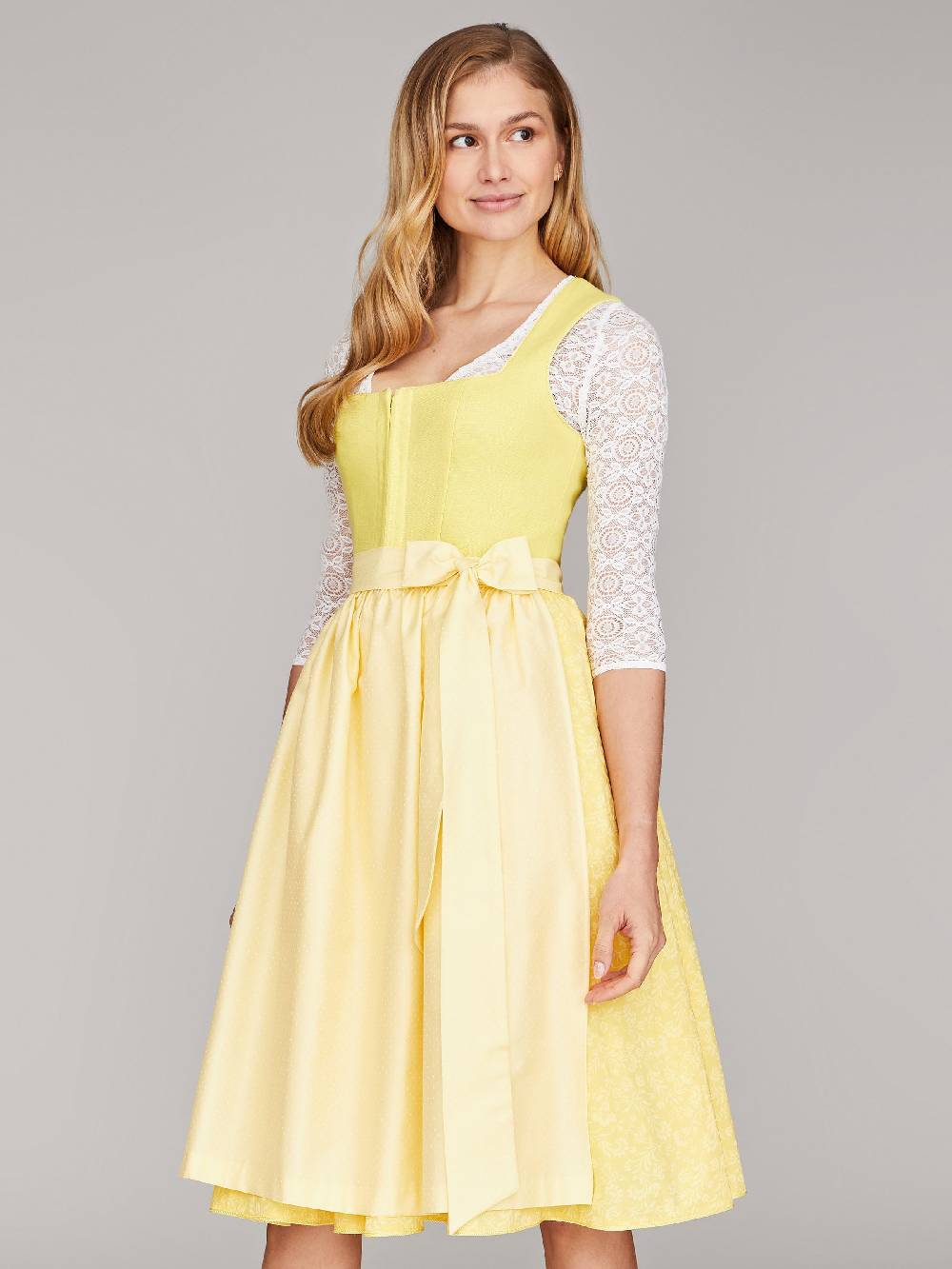 Limberry Zitronengelbes Dirndl Mit Leinenmieder - ALMERIA ZITRONE