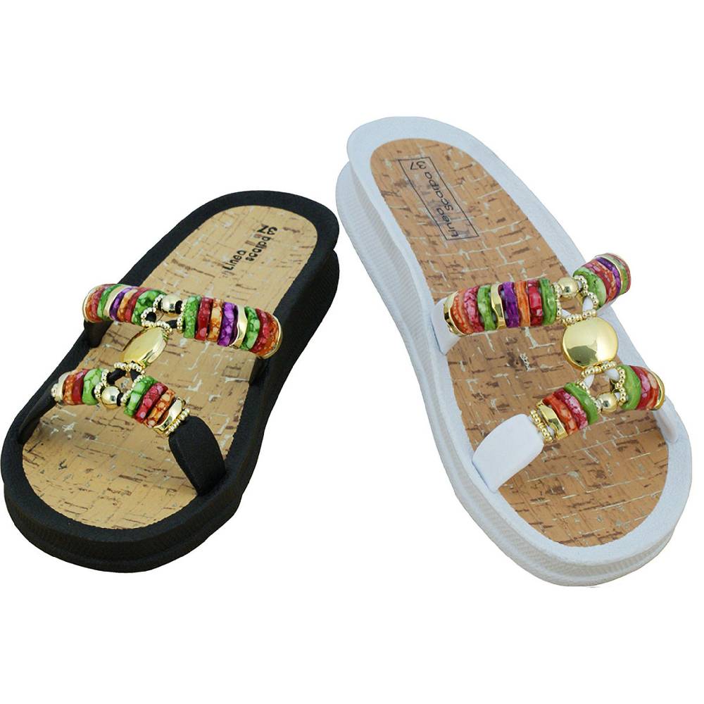 Beachandstreet Badeschuhe Damen • Rhodos • Badepantolette für Frauen mit H-Oberteil