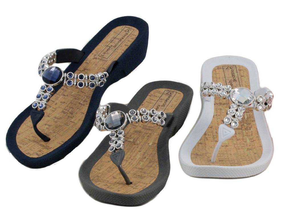 Beachandstreet Badeschuhe Damen • Soria • Zehentrenner Mit Kleinem Keilabsatz