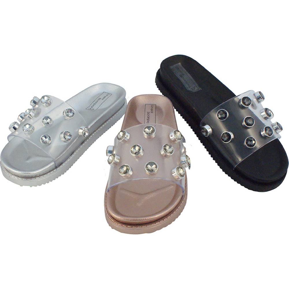 Beachandstreet Florenz - Badeschuhe mit transparentem Oberteil und großen Acrylsteinen