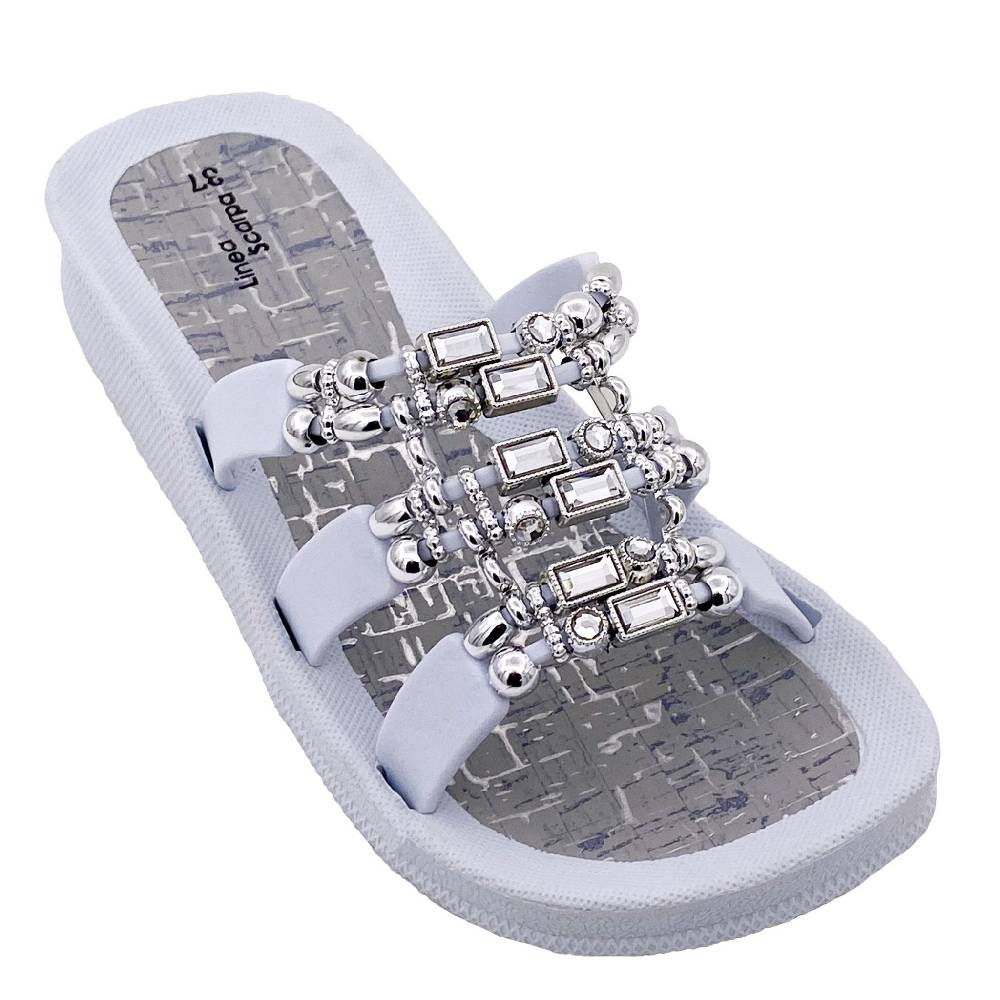 Beachandstreet Linea Scarpa Badeschuhe Damen • Naxos • Badepantolette mit dekorativen Ziersteinen für Frauen