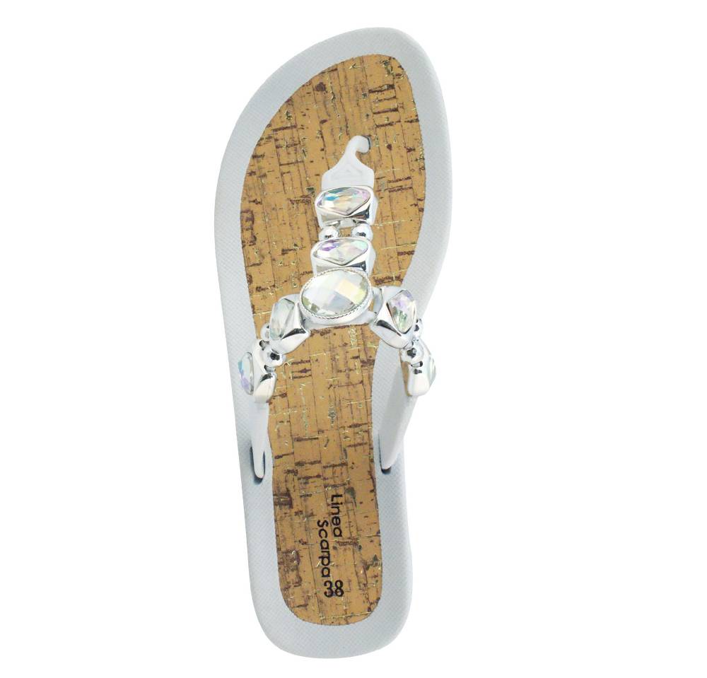 Beachandstreet Linea Scarpa • Strandschuhe Frauen • Grado • Glamour Zehentrenner Weiß Mit Wedge-Absatz