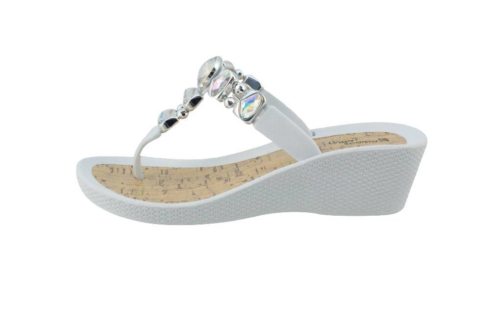 Beachandstreet Linea Scarpa • Strandschuhe Frauen • Grado • Glamour Zehentrenner Weiß Mit Wedge-Absatz