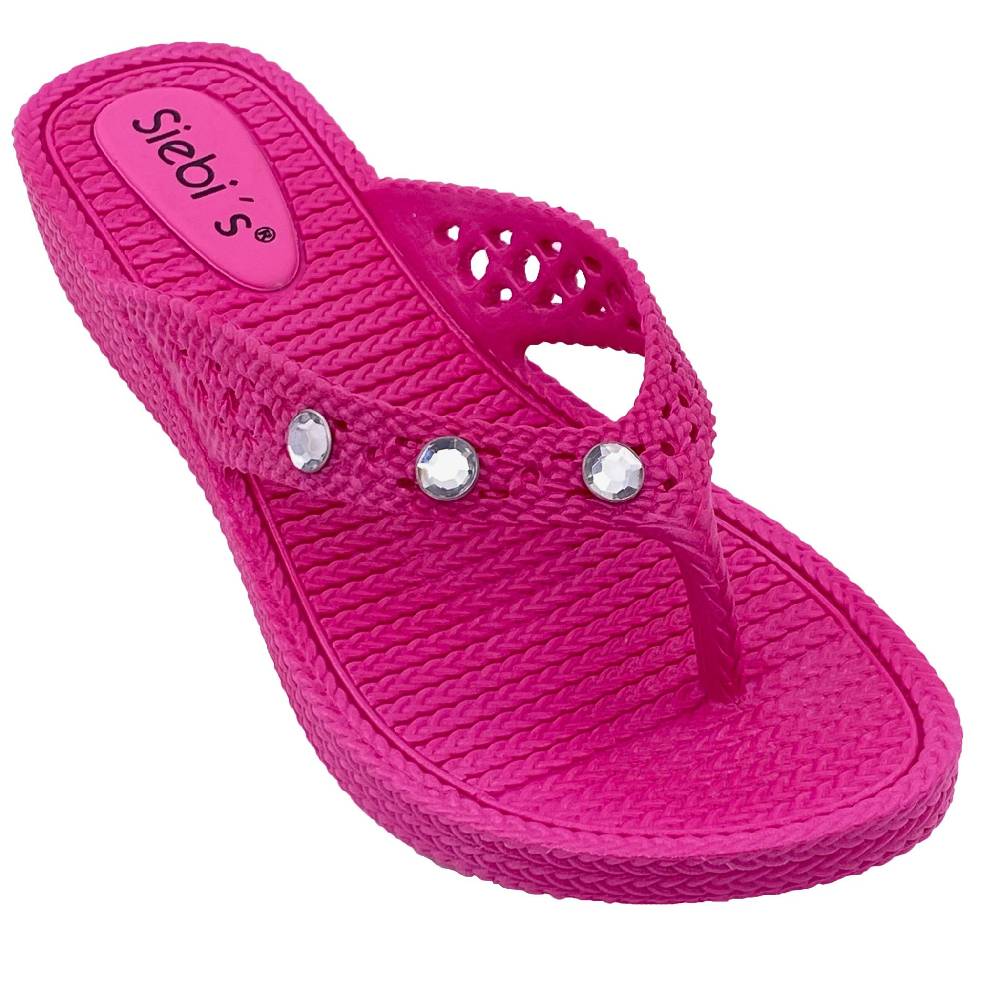 Beachandstreet Siebi's Poolschuhe Frauen - Rab - in Flechtoptik und knalligem Pink - fällt klein aus