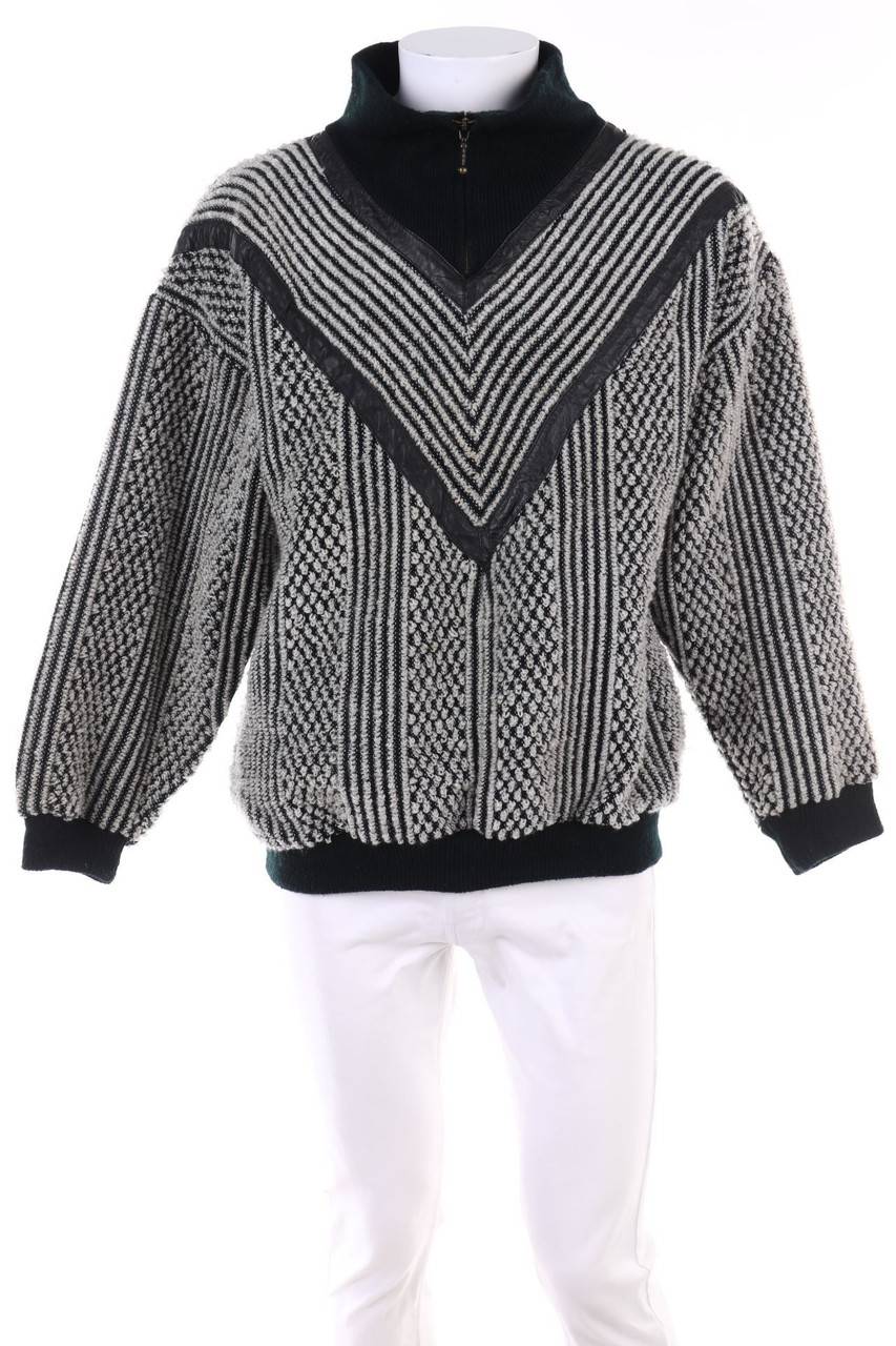 Carou Ackermann Troyer-Pullover mit Kunstleder-Details
