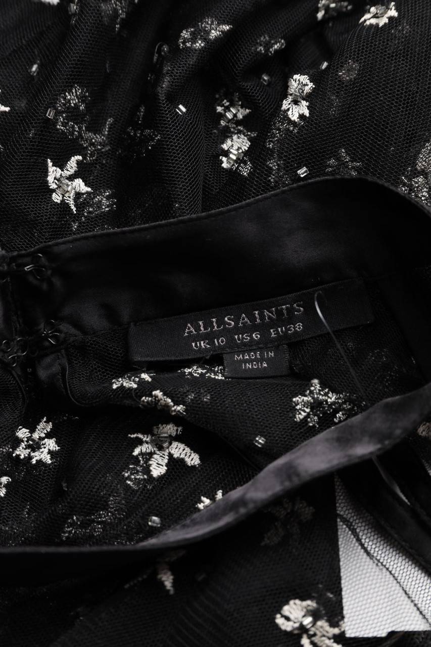 Carou ALLSAINTS Maxi-Abendkleid Aus Mesh Mit Perlen