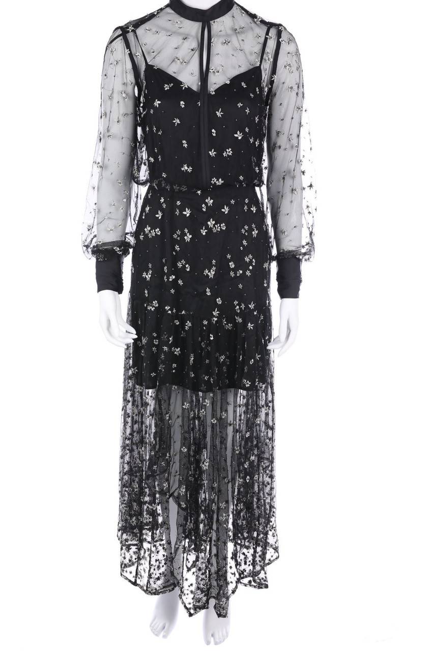 Carou ALLSAINTS Maxi-Abendkleid aus Mesh mit Perlen