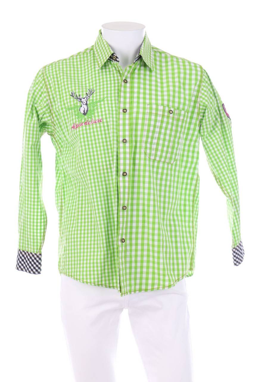 Carou Alpin de luxe kariertes Hemd im Trachten-Stil mit Logo-Stickerei