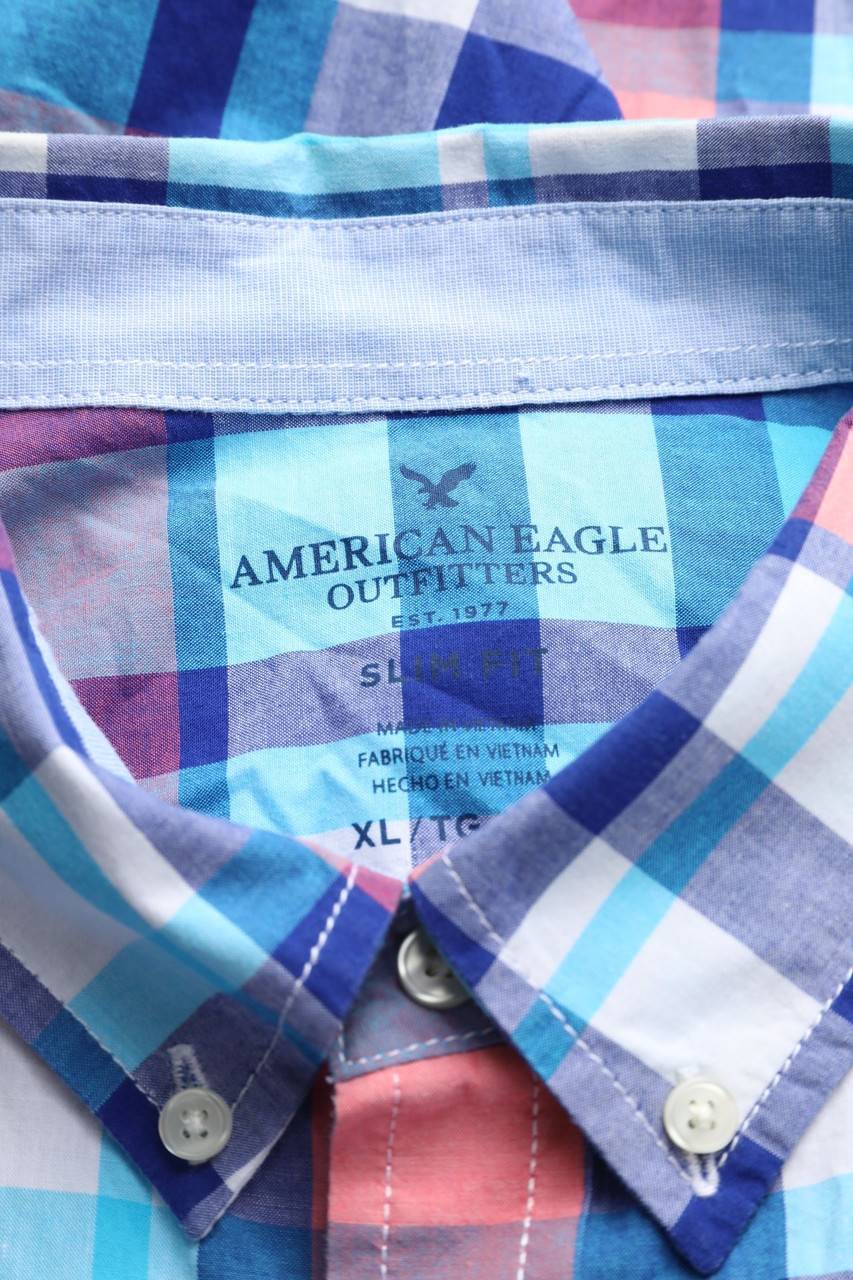 Carou American Eagle Karo-Kurzarm-Hemd Mit Button-down-Kragen