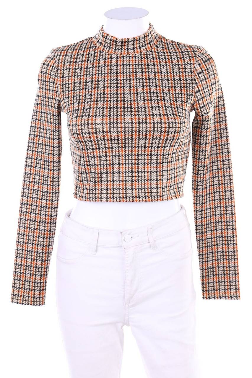 Carou AMISU Cropped-Longsleeve-Shirt mit Karo-Muster