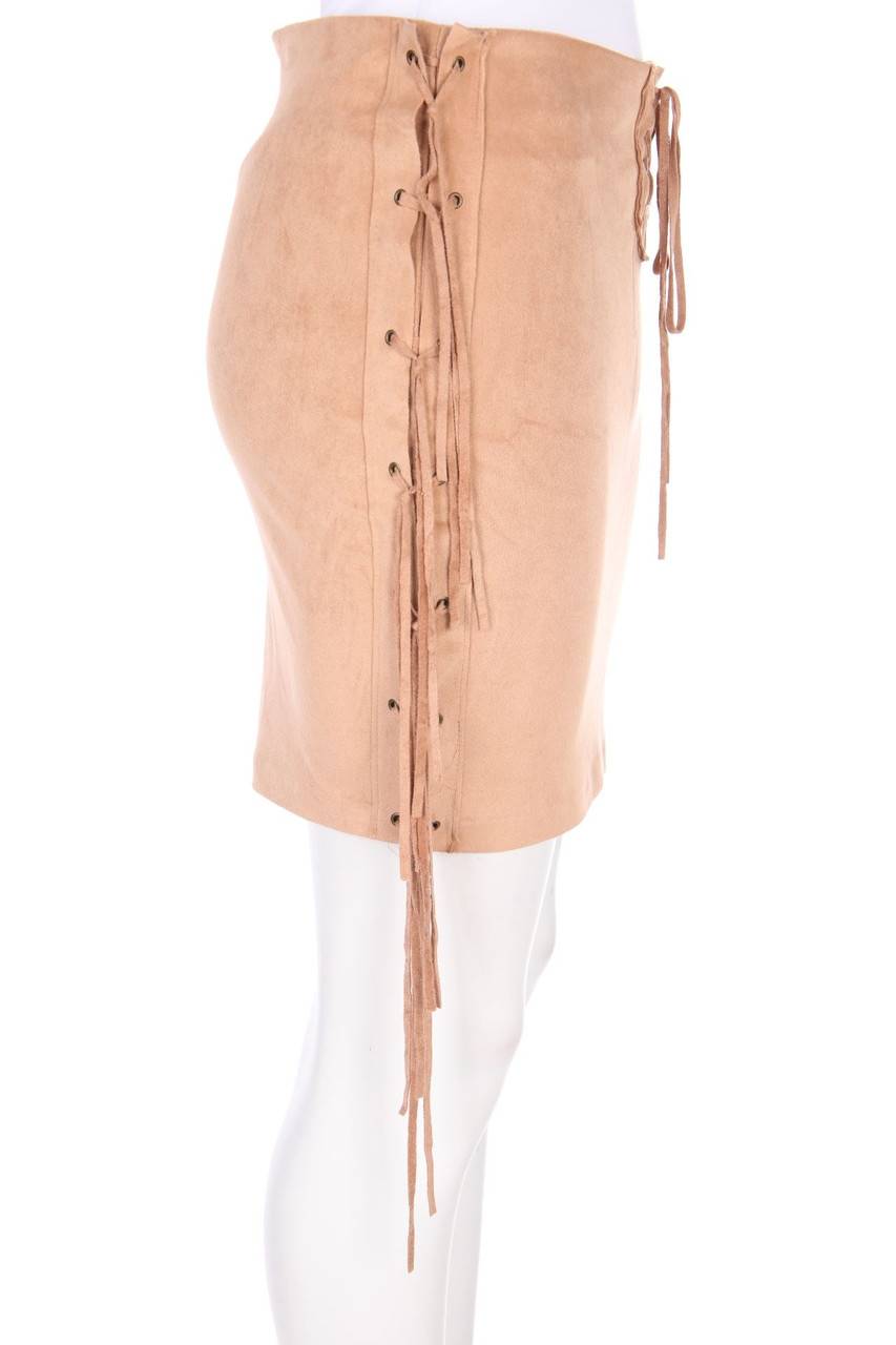 Carou AMISU Hippie-Faux Leather-Mini-Rock Mit Schnürung