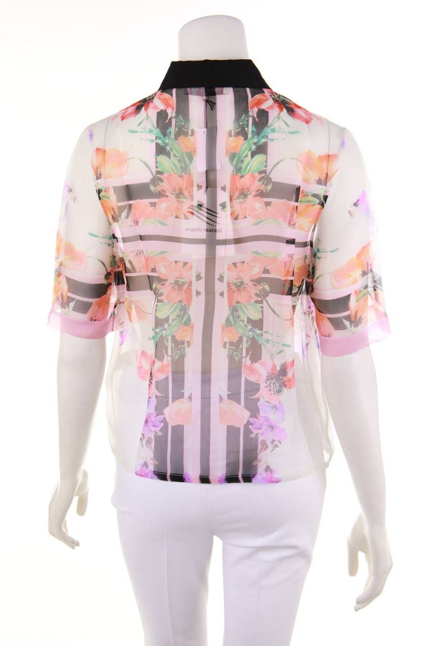 Carou Angelo Marani Seiden-Bluse Mit Floralem Muster