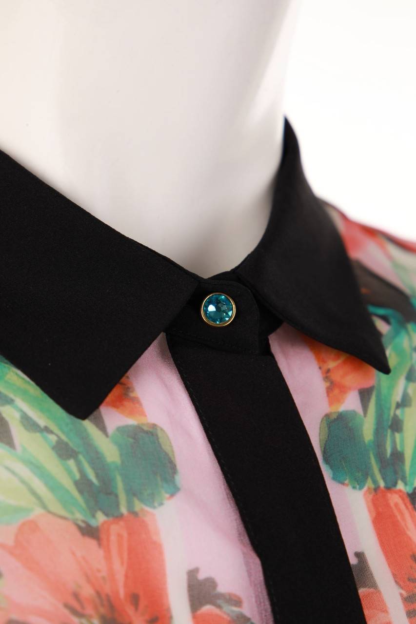 Carou Angelo Marani Seiden-Bluse Mit Floralem Muster