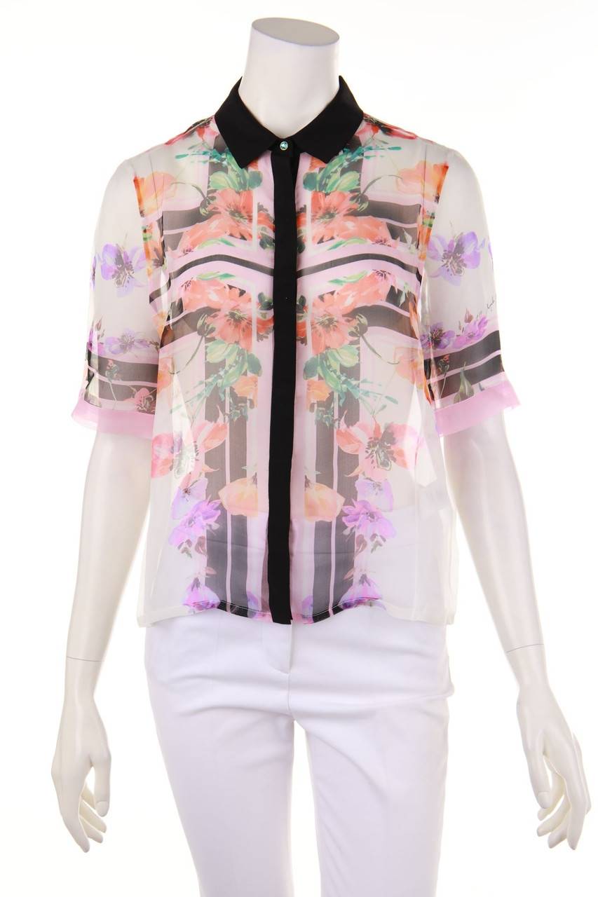 Carou Angelo Marani Seiden-Bluse mit floralem Muster