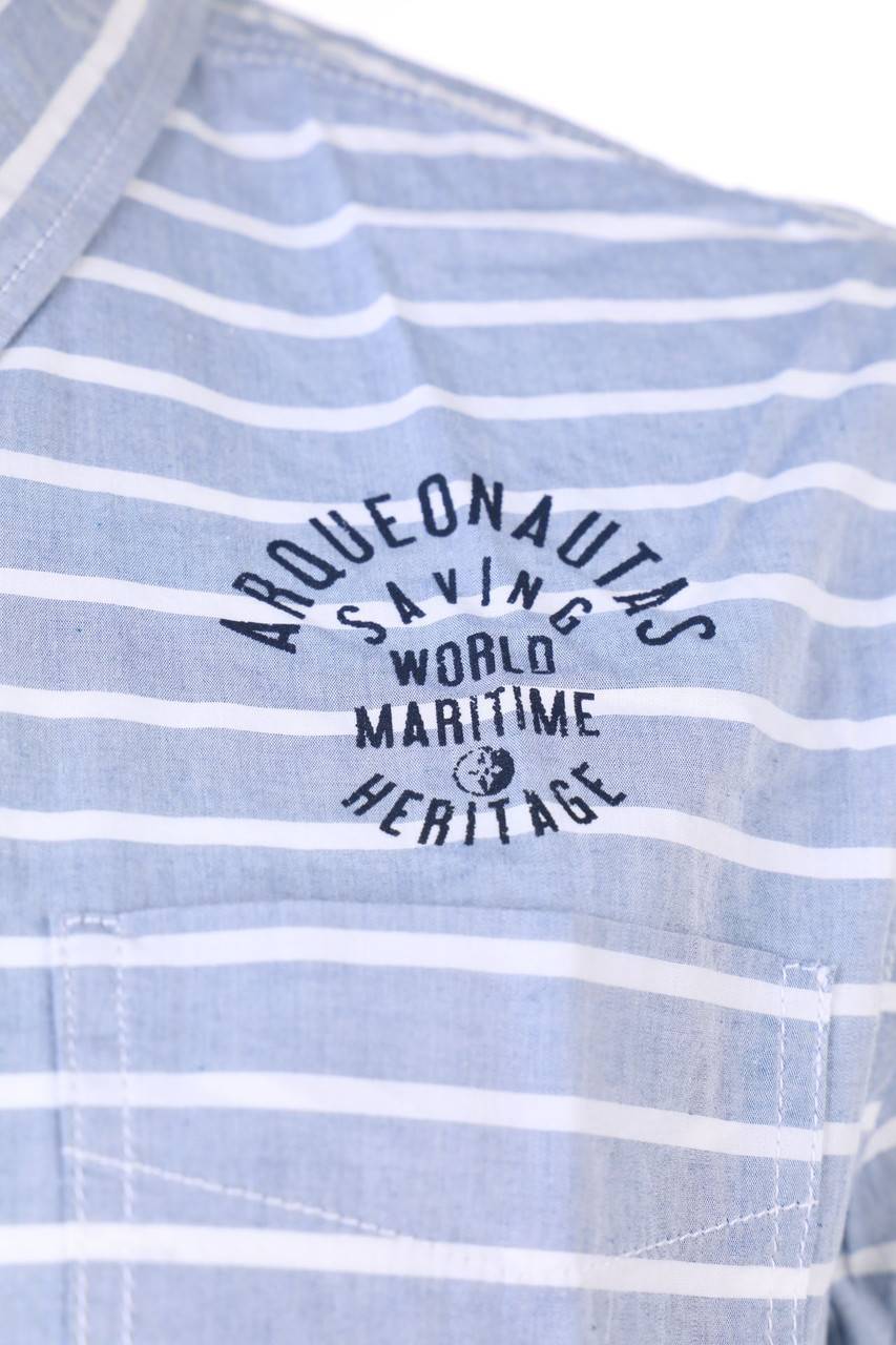 Carou ARQUEONAUTAS Gestreiftes Button-down-Hemd Mit Logo-Print