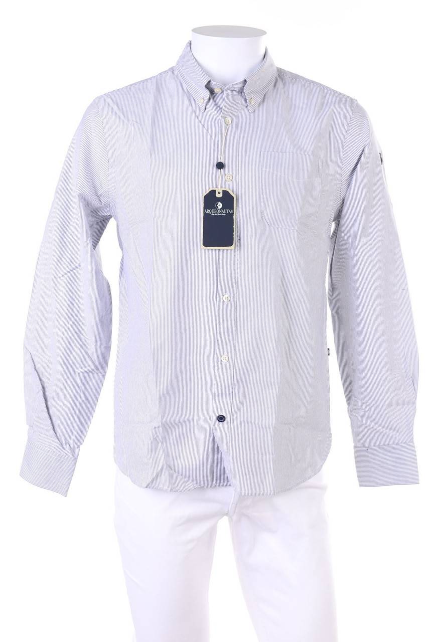 Carou ARQUEONAUTAS gestreiftes Button-down-Hemd mit Logo-Stickerei