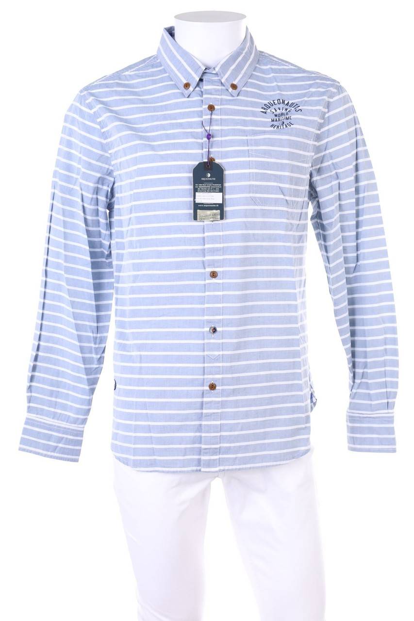 Carou ARQUEONAUTAS gestreiftes Button-down-Hemd mit Logo-Print