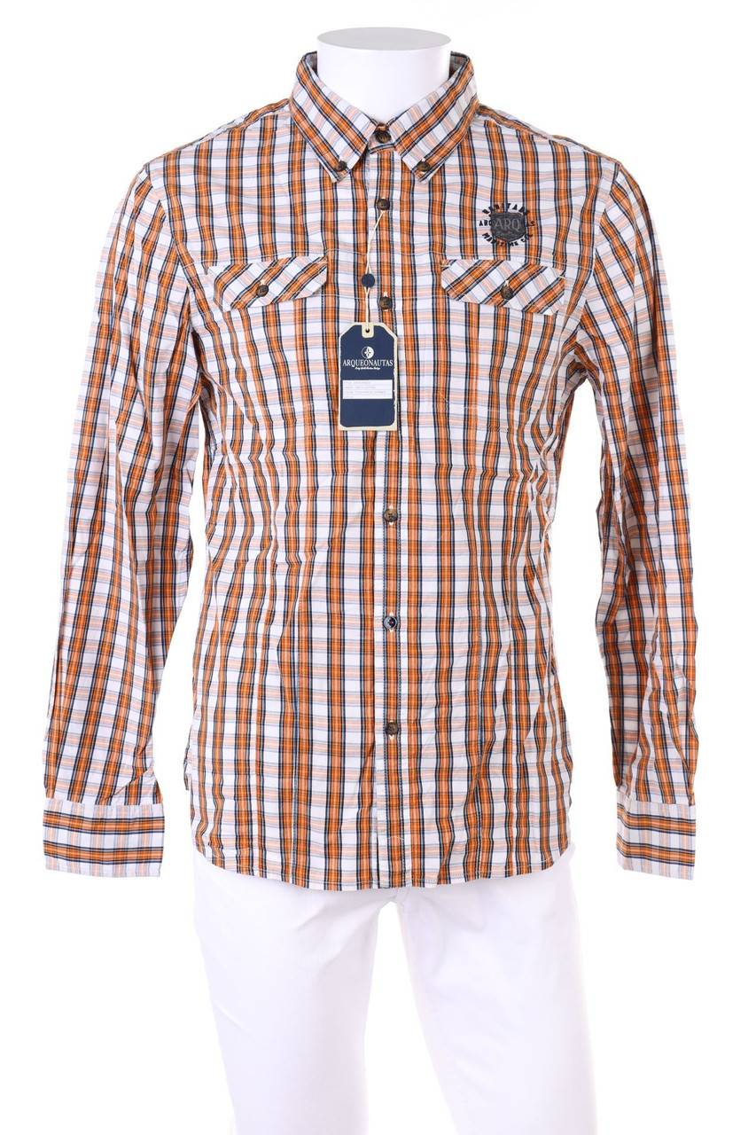 Carou ARQUEONAUTAS kariertes Button-down-Hemd mit Logo-Patch