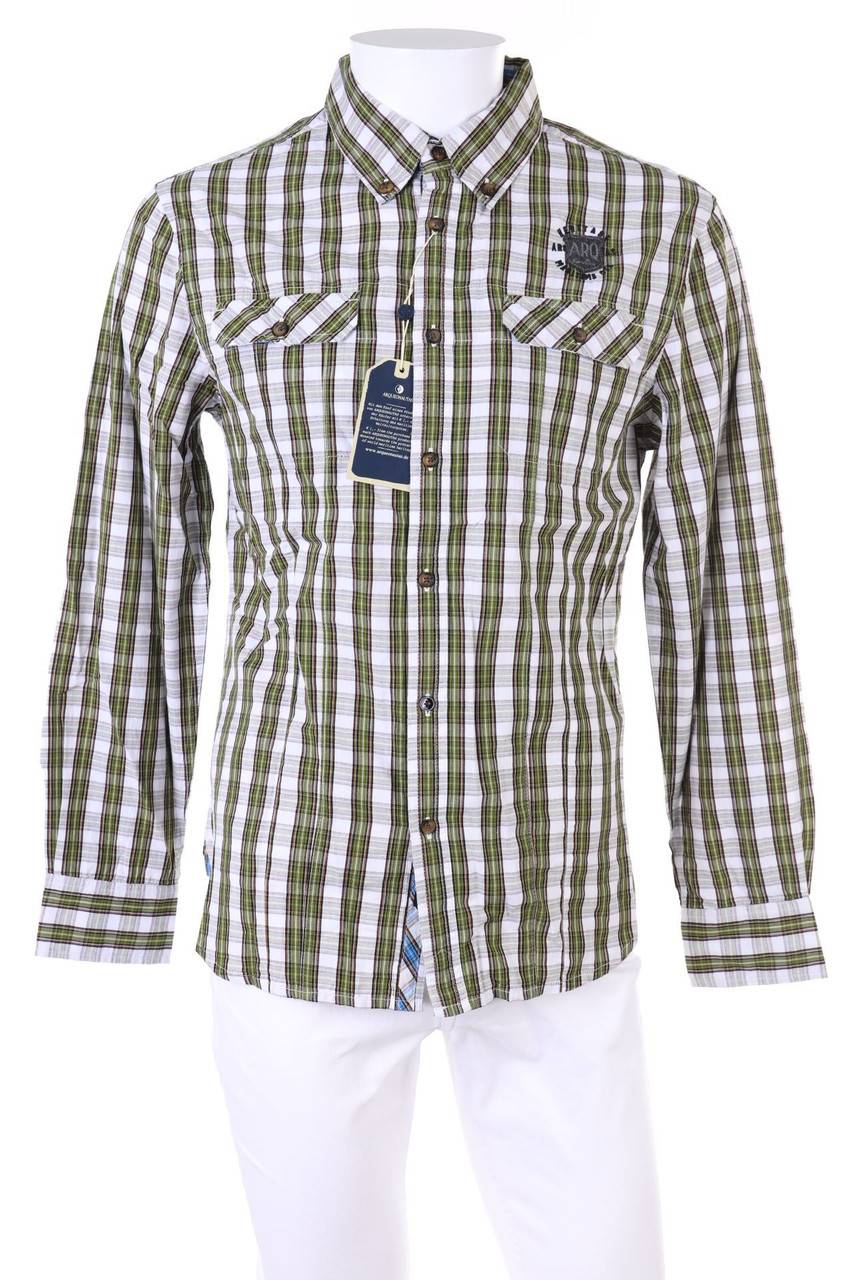 Carou ARQUEONAUTAS kariertes Button-down-Hemd mit Logo-Patch