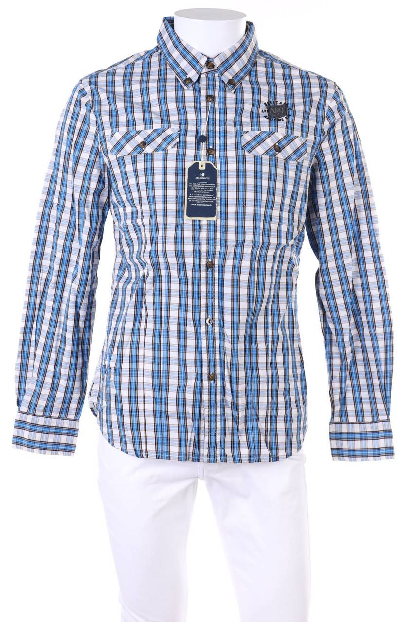 Carou ARQUEONAUTAS kariertes Button-down-Hemd mit Logo-Patch