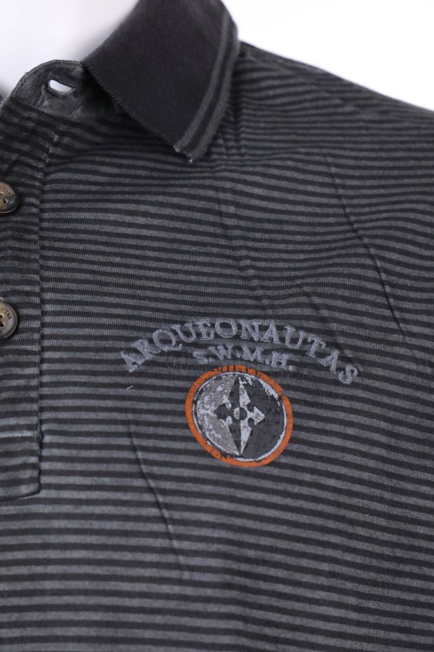Carou ARQUEONAUTAS Used Look-Longsleeve-Poloshirt Mit Streifen