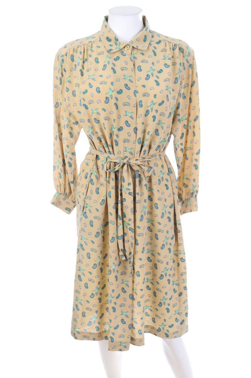 Carou Atelier Goldner Schnitt Midikleid mit Paisley-Print