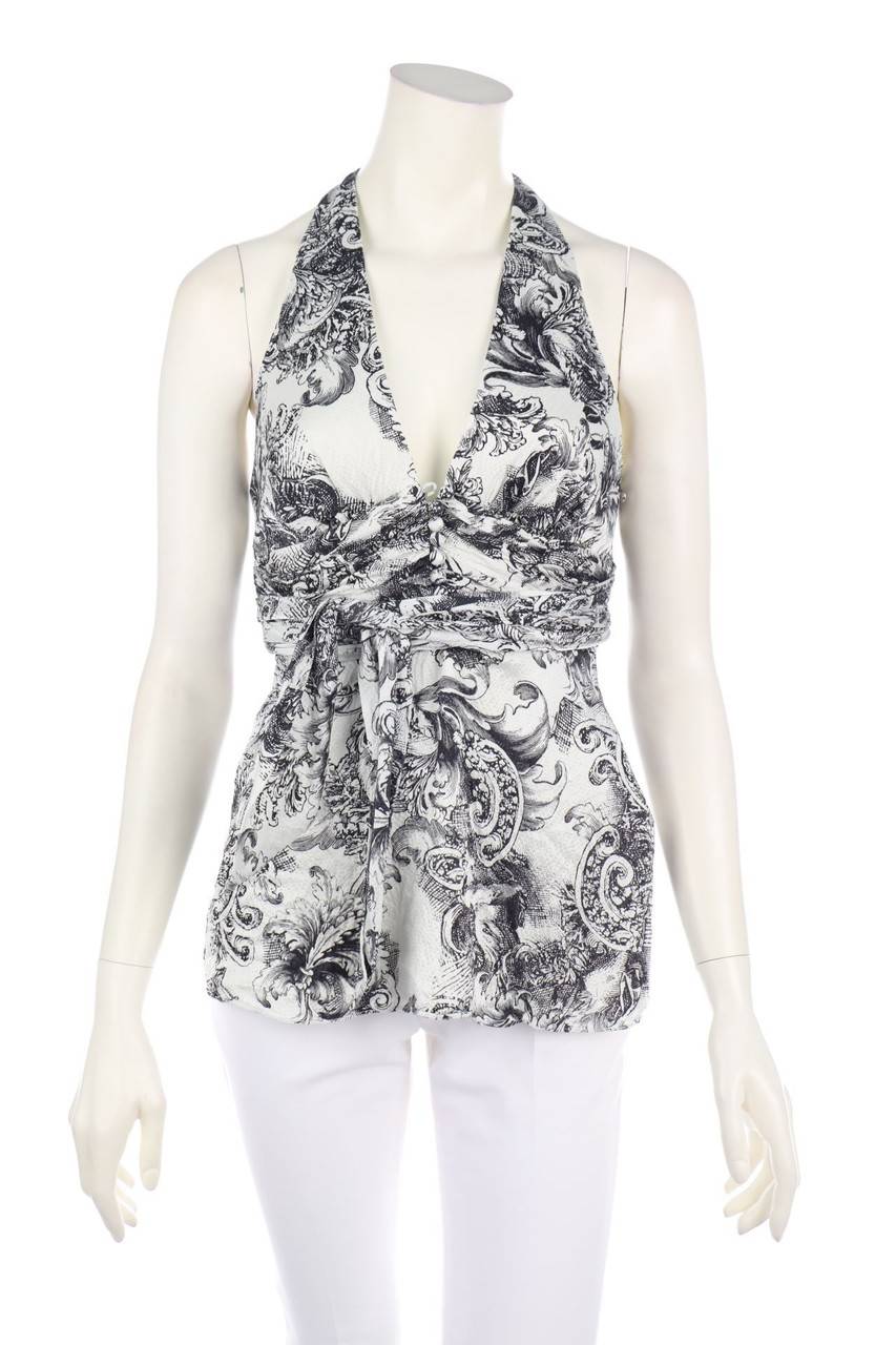 Carou BCBG MAXAZRIA Neckholder-Seiden-Bluse mit floralem Muster
