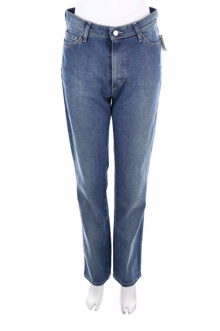 Carou BOGNER Used Look Straight Cut Jeans mit Logo-Patch