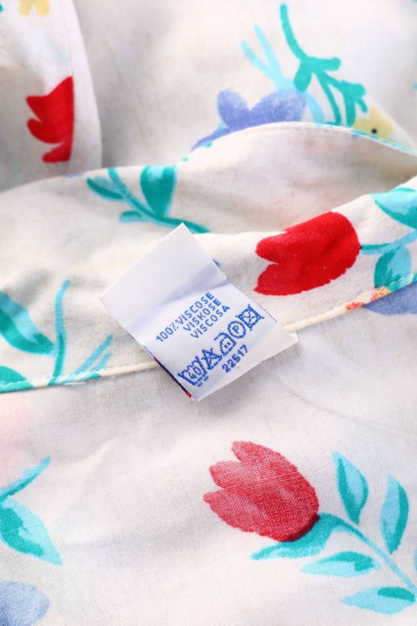 Carou C&A Print-Vintage-Hemd-Bluse Mit Kurzem Ärmel