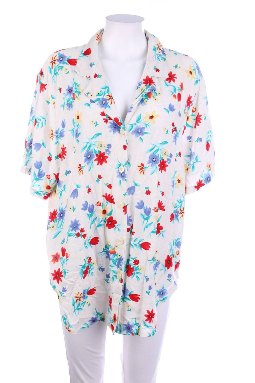 Carou C&A Print-Vintage-Hemd-Bluse mit kurzem Ärmel