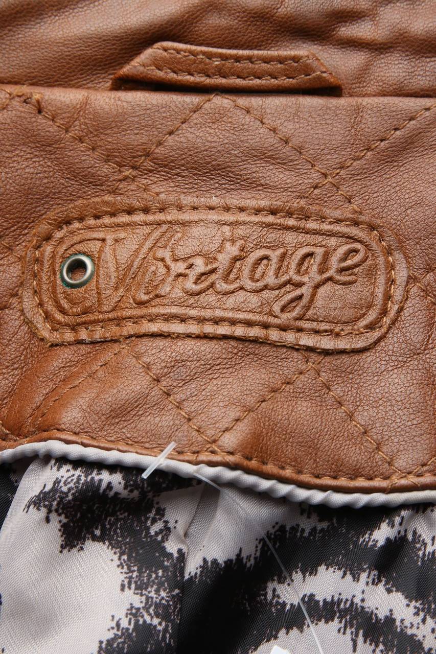Carou C&A Vintage Style-Lederjacke Mit Schulter-Riegeln