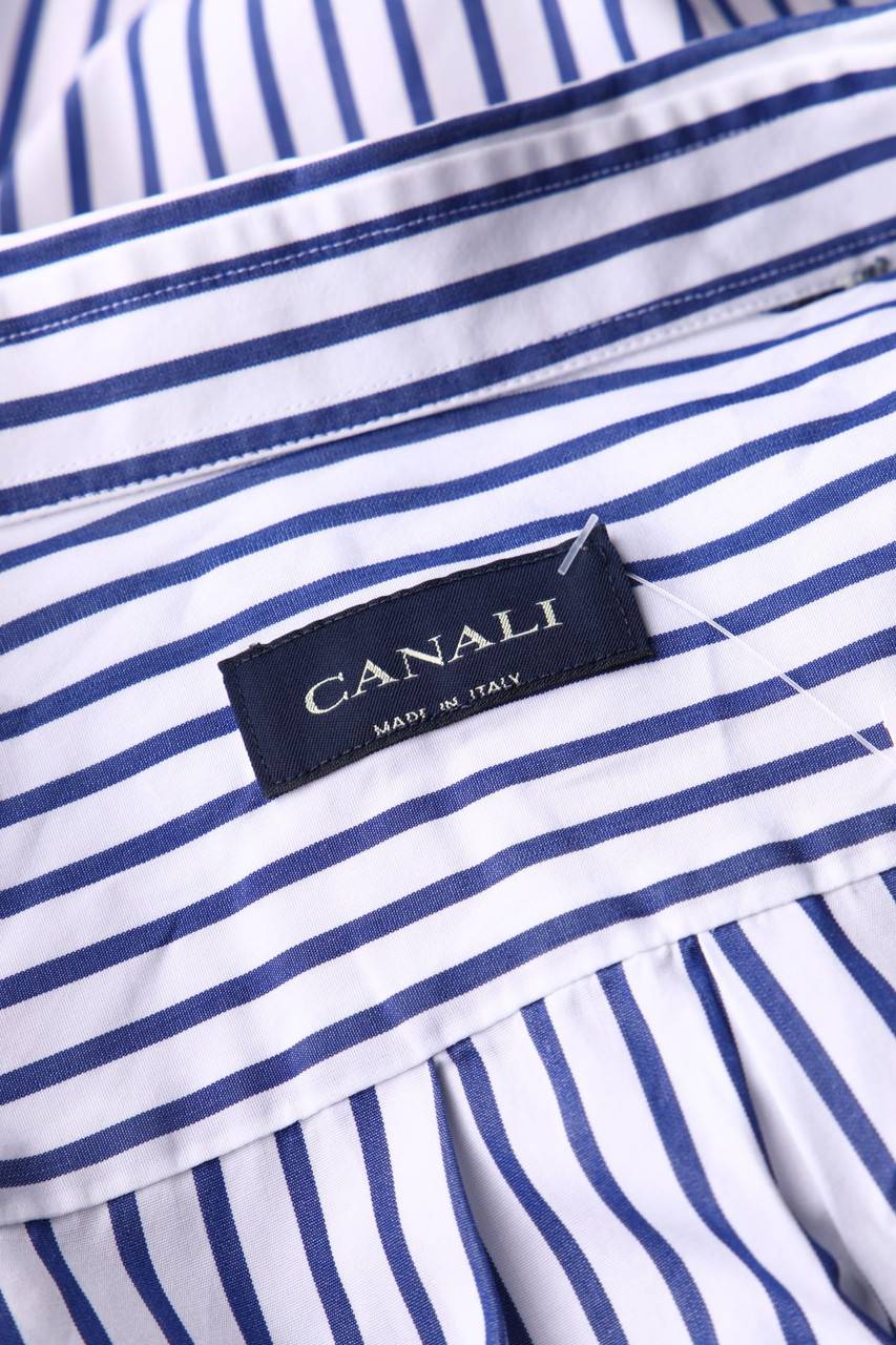 Carou CANALI Gestreiftes Kurzarm-Hemd Aus Baumwolle Mit Streifen