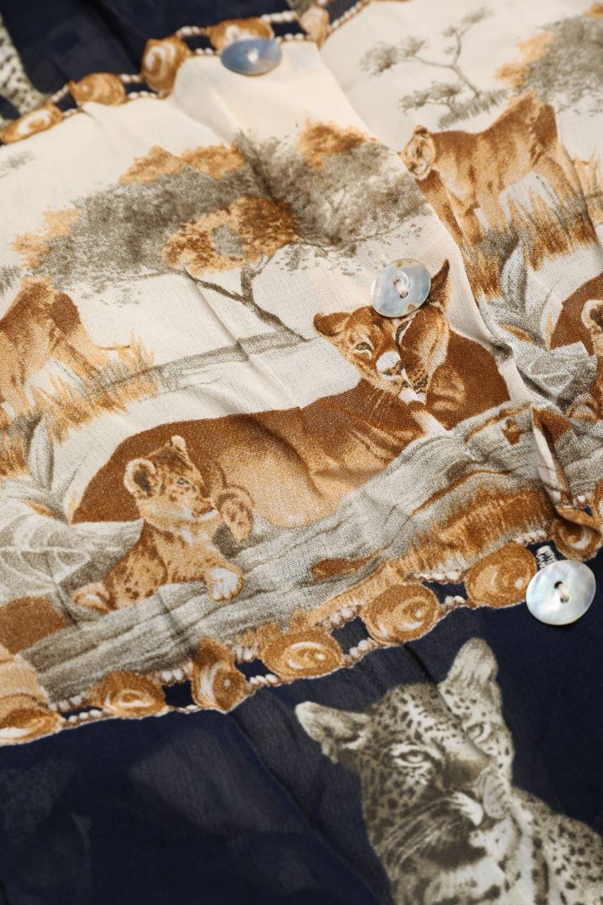 Carou CARLA FASINI Vintage-Hemd-Bluse Mit Kurzem Ärmel